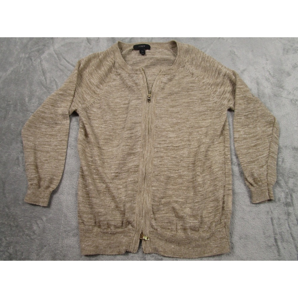 J Crew Sweater WOmnes XXS Brown Full Zip‎ Cardigan Lightweight Casual Preppy